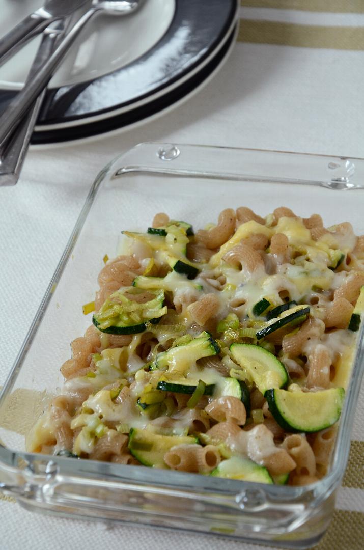 Zucchetti-Lauch-Teigwarengratin